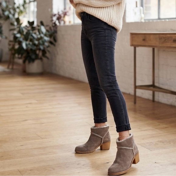 UGG Shoes - UGG Women's Taupe Suede Shearling Ankle Boots